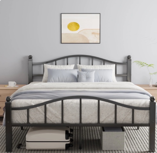 Metal Queen Bed Frame, Noise-Free Design & Underbed Storage Heavy Duty Queen Size Bed Frames with Headboard No Box Spring Needed/Tool-Free Assembly