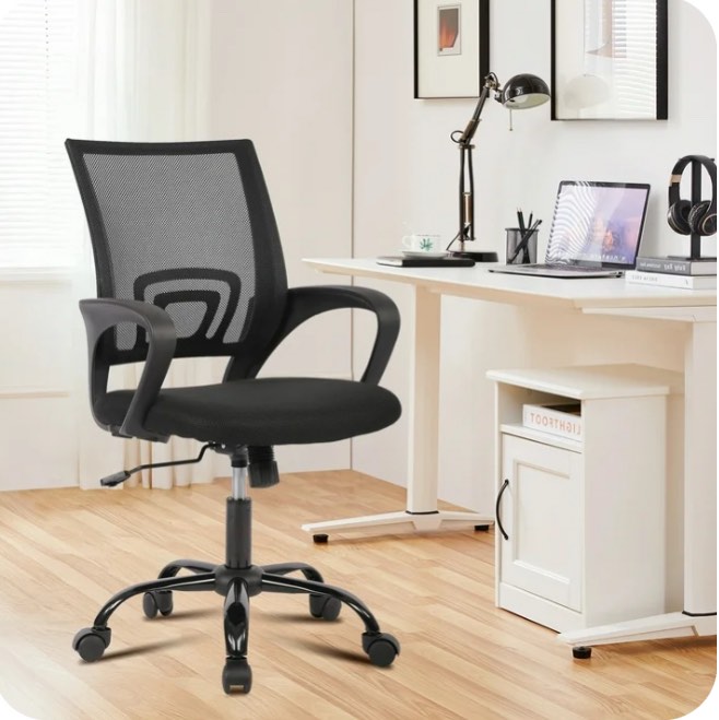 JONPONY Ergonomic Office Chair, Lumbar Support, Adjustable Height with Armrests for Adults,Black