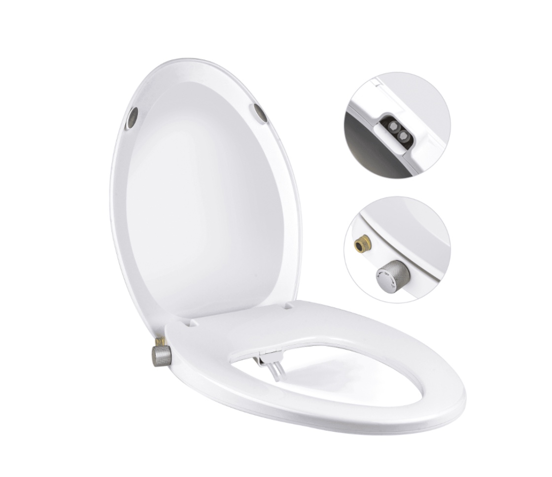 Liba Dual Nozzle Non-Electric Bidet Toilet Seat, Bidet Attachment for Elongated Toilet, Self-Cleaning, Feminine & Posterior