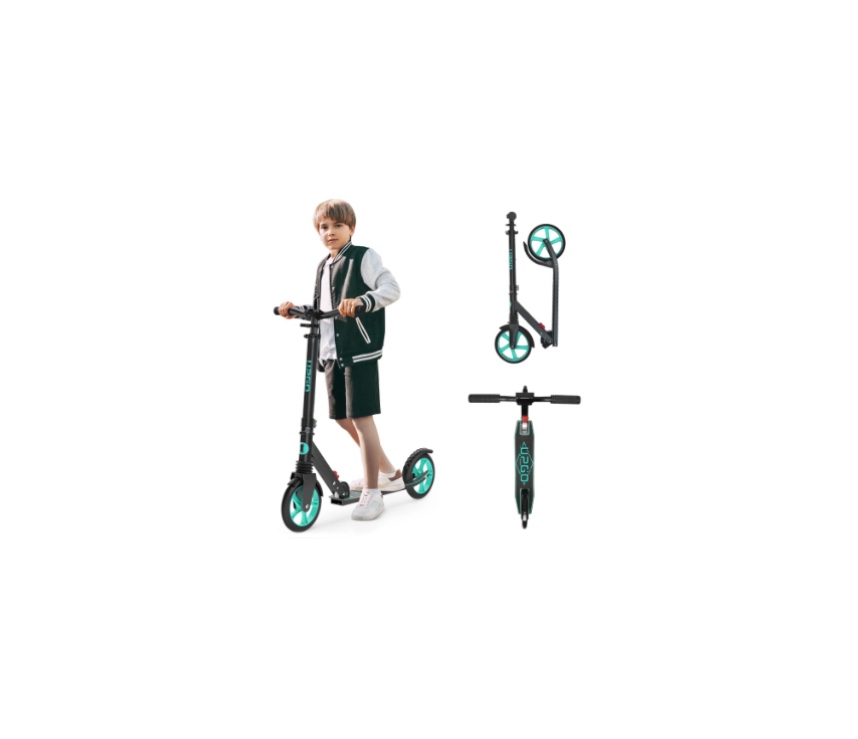 UPGO Kick Scooter for Teens, Kids & Adults, Max 240 lbs, Foldable, 8-Inch Wheels, 4 Adjustable Levels, Aqua