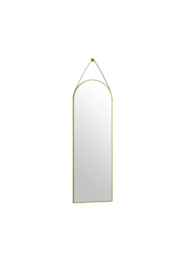 beautypeak 48" x 16" arched full length mirror hanging wall mirrors with leather strap, gold