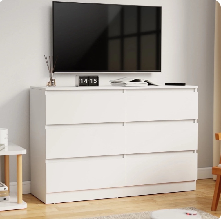 hommpa white 6 drawers dresser for bedroom, chest of drawers tv stand dresser for closet, wooden modern storage cabinet for women living room furniture