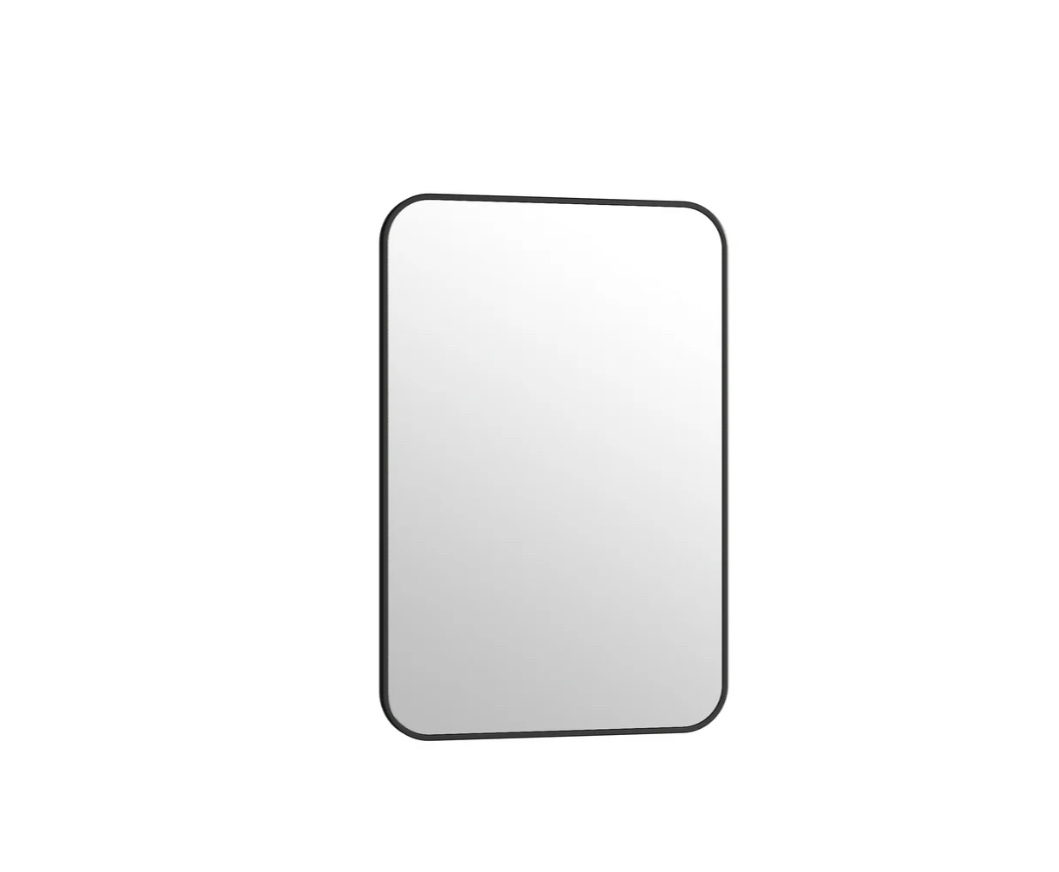 beautypeak 24"x36" wall mirror rounded corners hanging vanity mirror black