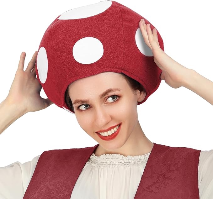 C-ZOFEK Multicolor Mushroom Toad Hat Spotted Cap Game Cosplay Costume for Halloween Christmas