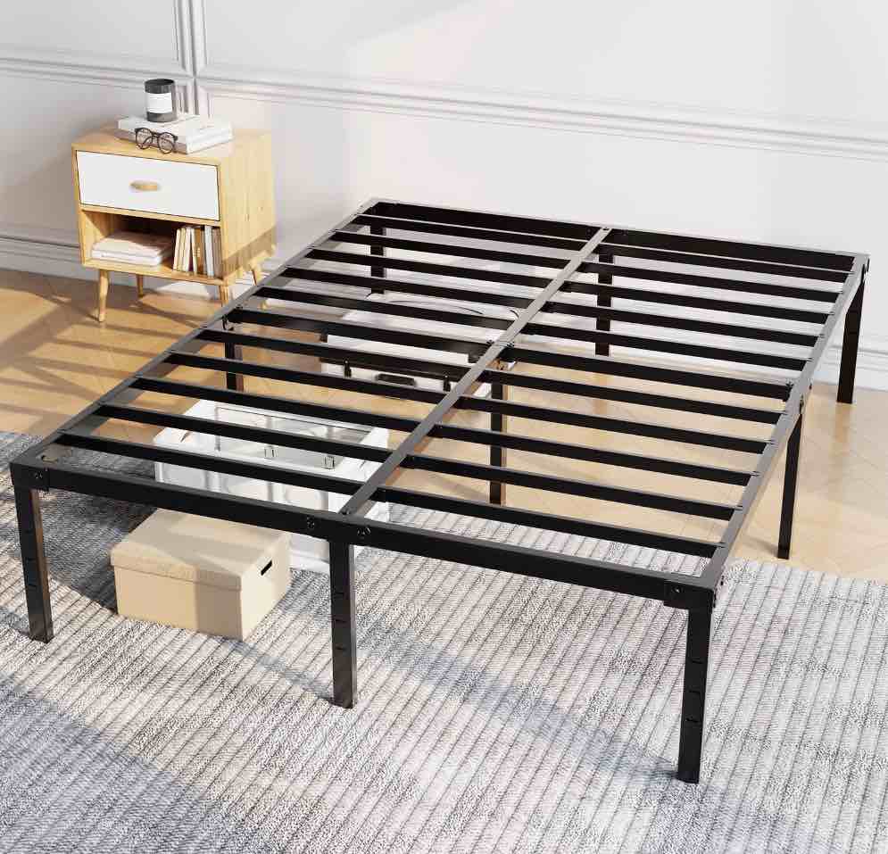 Capri King Bed Frame, 18 inch High Metal Platform Bed Frame, 2200 LBS Weight Capacity, Heavy Duty, Noise Free, Easy Assembly, Black