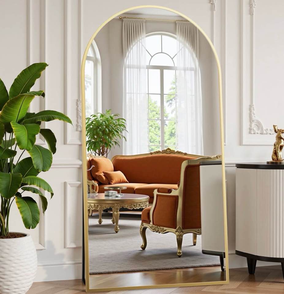 EDX Arched Full Length Mirror 71"x26" Full Body Mirror Rectangle Free Standing Wall Mounted Leaning Hanging Floor Mirrors, Gold