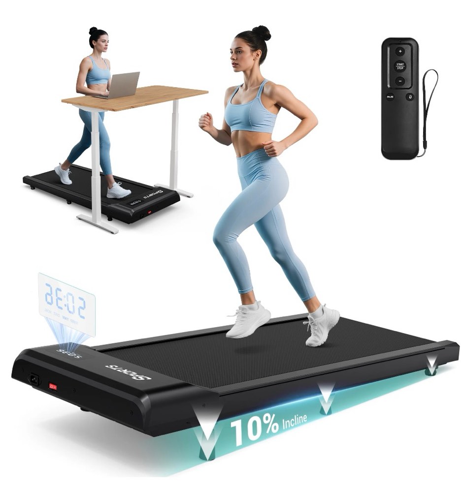Dprodo Walking Pad with 10% Incline,Walking Pad Treadmill for Home Office,2.5 HP Under Desk Treadmill with LED Display & Remote,265 Lbs Capacity