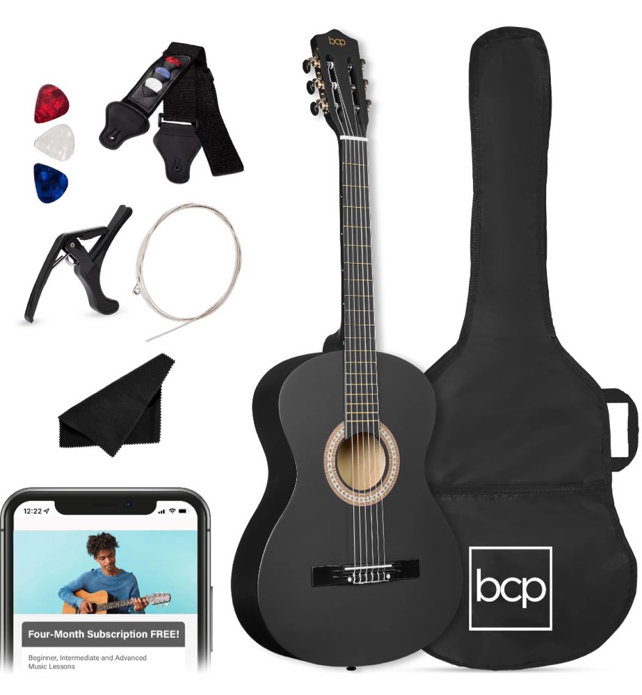 Best Choice Products Walmart Exclusive 38in Beginner Acoustic Guitar Starter Kit w/ Gig Bag  Strap  Extra Strings - Walmart Black