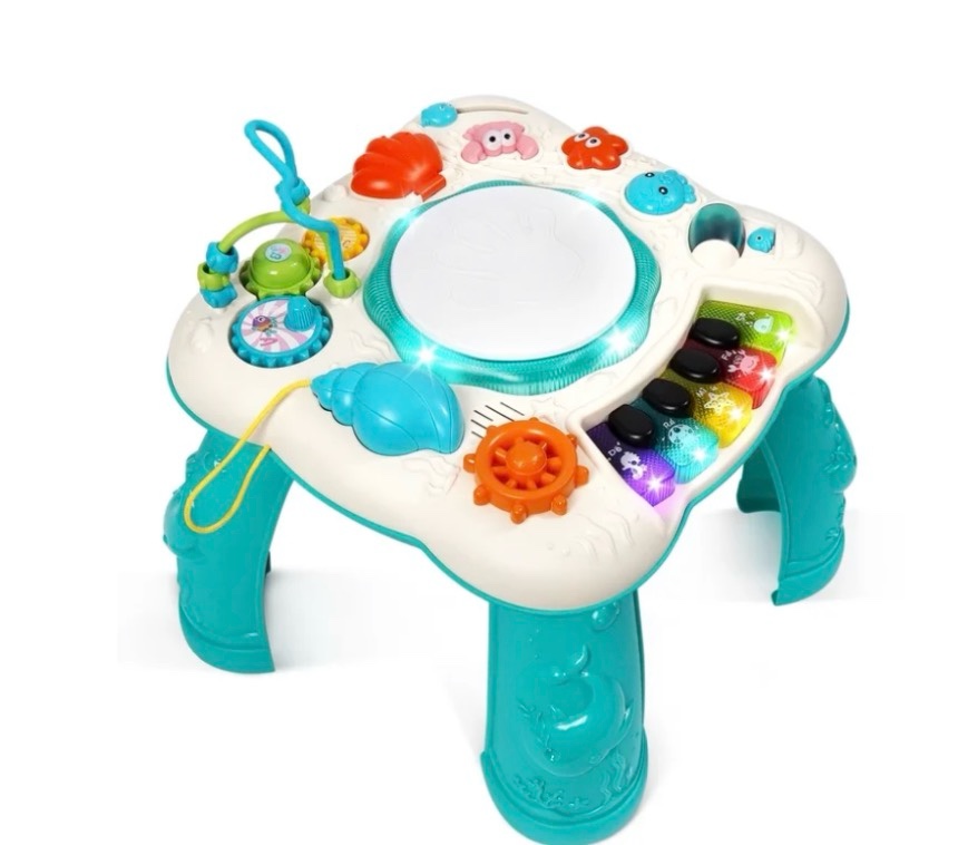 Musical Learning Table, HDJ Infant Toddler Activity Center Baby Toys for Boys and Girls, Musical Educational Learning Table for 6 to 36 Months Year Old, Green