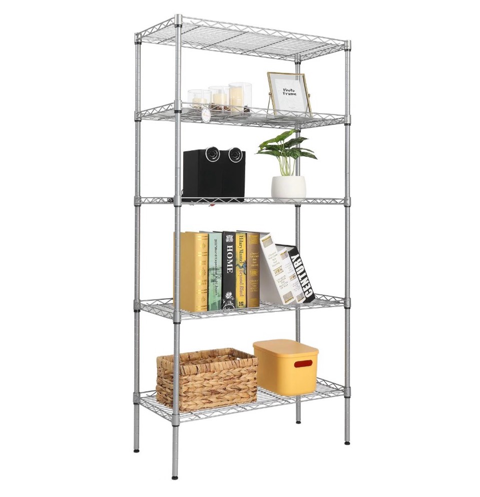 ktaxon 5-tier wire shelving unit  steel storage rack for garage office kitchen silver  30  w x 14  d x 60  h