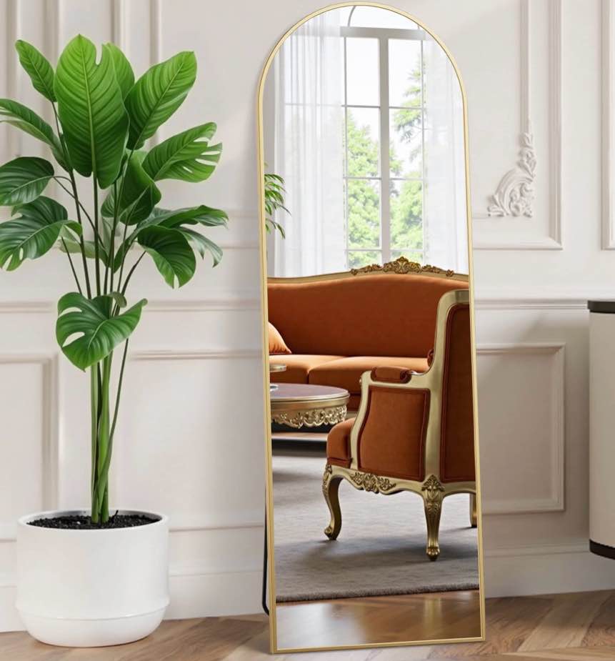 edx arched full length mirror 59 x16  full body mirror rectangle free standing wall mounted leaning hanging floor mirrors  gold