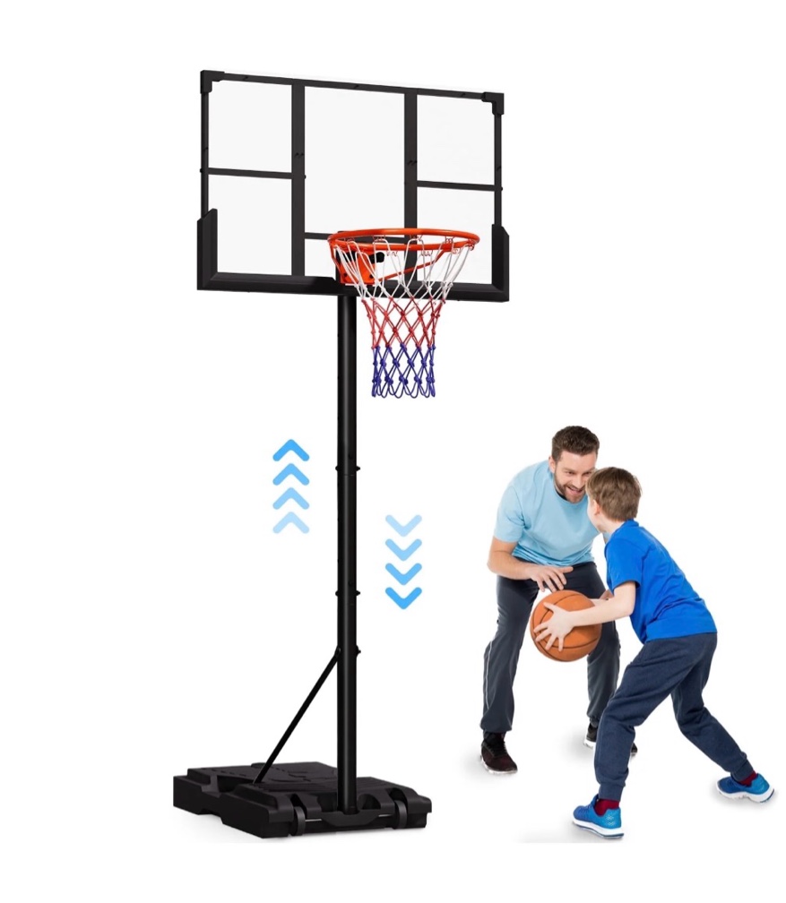 vipsafe basketball hoop outdoor 10 ft adjustable height , 44 inch outdoor basketball hoop goals system for kids, youth, and adults in the backyard, driveway with shatterproof backboard