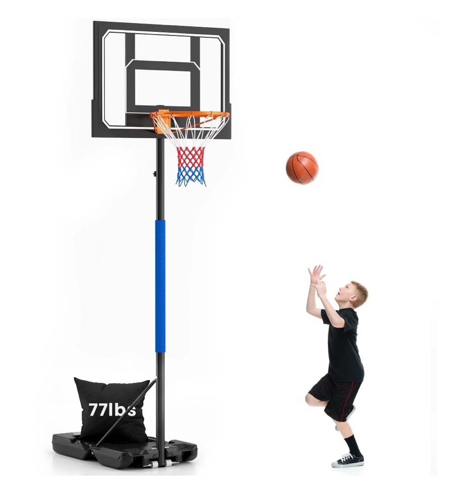 basketball hoop stand 5-9 ft adjustable, portable basketball goals for kids teenagers, great outdoor, backyard, driveway, indoor play, black