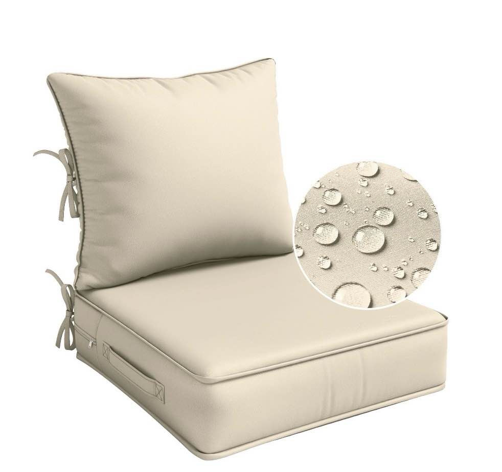 pakunoda outdoor deep seat cushion set for patio furniture, waterproof & fade resistant, 24" l x 24" w x 5" h, cream