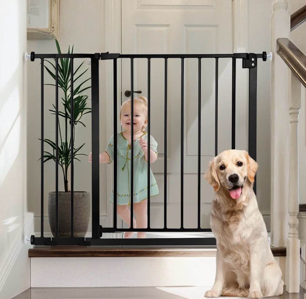 baby safety gate, baby gates for top stairs doorway, 29.5''- 40.5''wide pressure mount, black