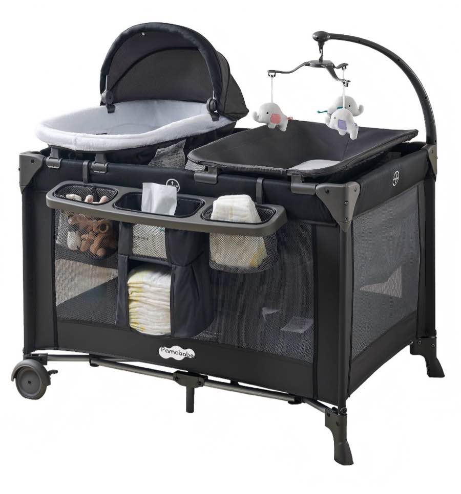 Pamo Babe 4-in-1 Baby Playard with Bassinet & Changing Table for Newborn