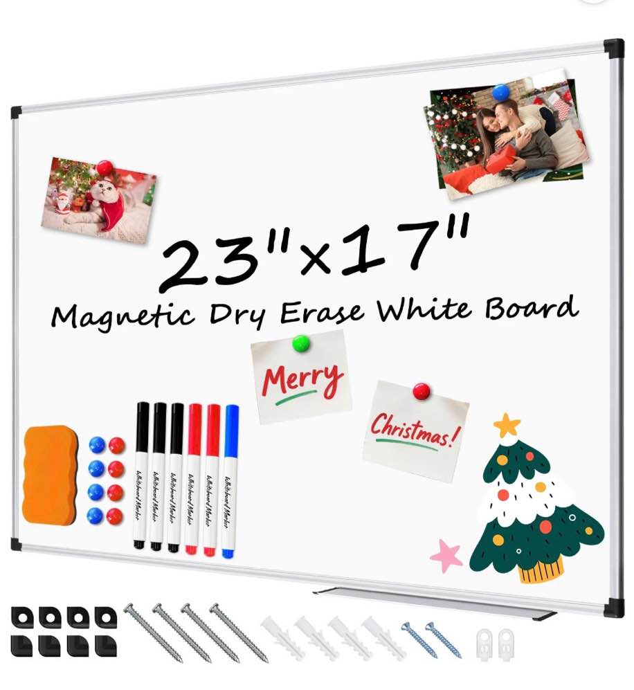 AGCAN Small Whiteboard 23" x 17" Dry Erase Board Magnetic Marker Board with Dry Erase Markers Set for Kids Child School Supplies