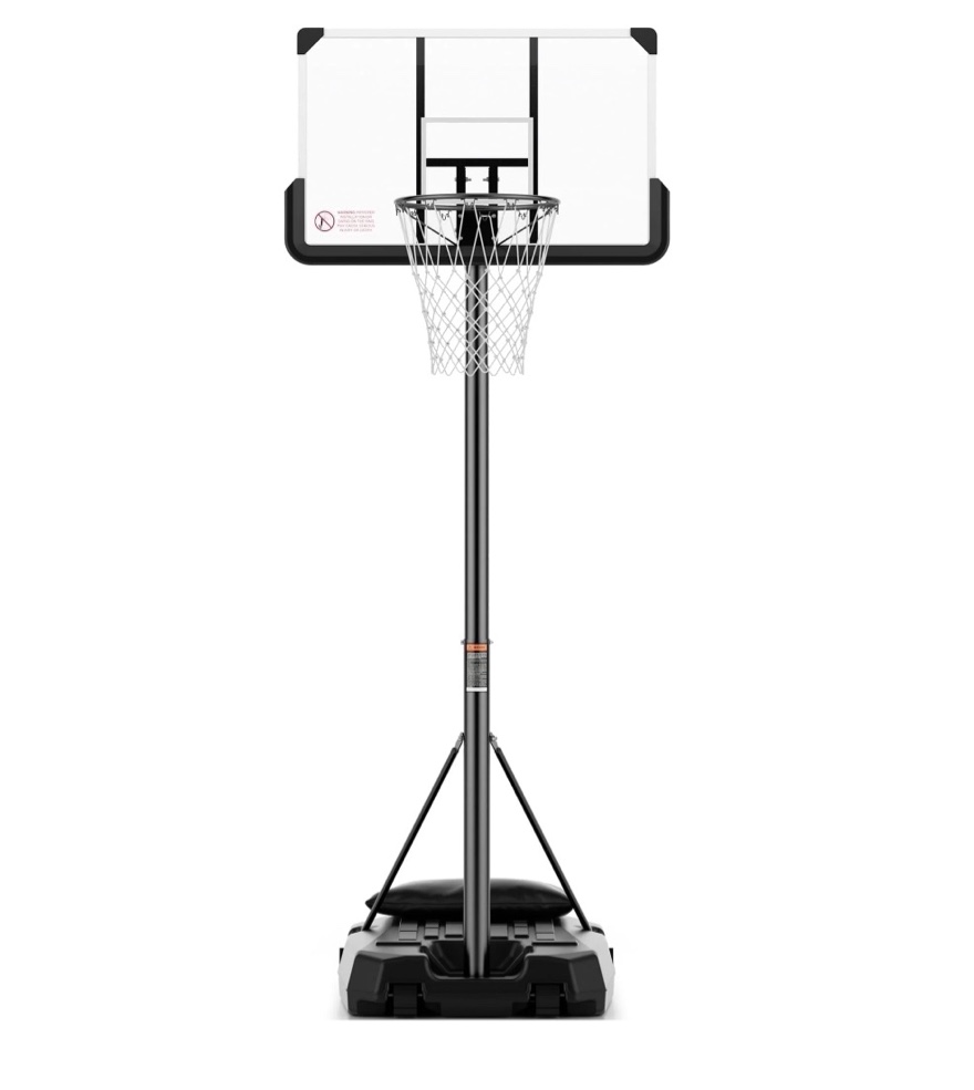 maxkare 44in basketball hoop 7.5 ft to 10 ft height upgrade large base portable basketball goal system with quick adjustment for full range of players indoor outdoor use