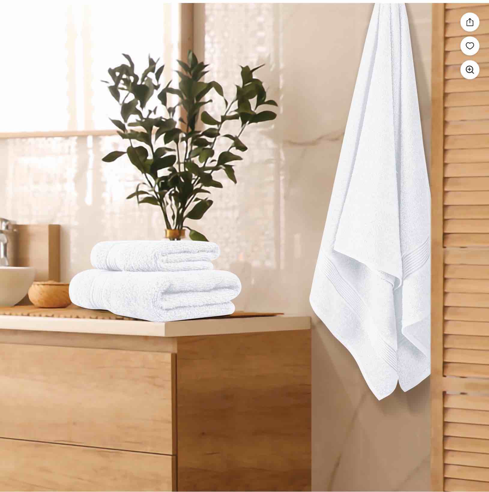 MALLONI HOME Ultra Soft 3 Pack Cotton Towel Set, Contains a Bath Towel 28x55 inch, a Hand Towel 16x24 inch & a Wash Coth 12x12 inch, Ideal Everyday use, Compact & Lightweight - White