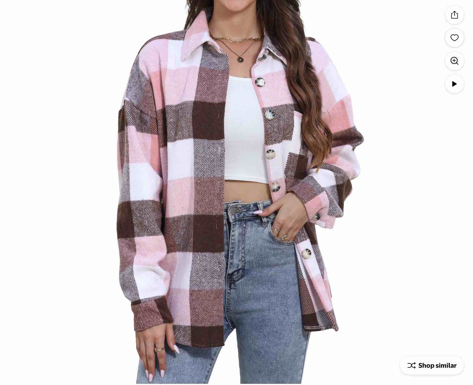 XL Fantaslook Womens Plaid Shirts Flannel Shacket Jacket Long Sleeve Button Down Boyfriend Shirt Coats