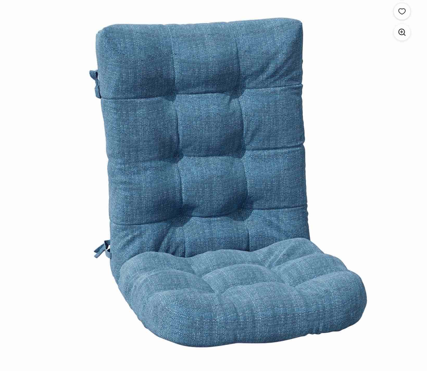 JUSTLET Outdoor Chair Cushion,Non Skid Slip and Watre-proof Seating Pad with Ties,for Outdoor and Indoor Rockers,Dark Blue