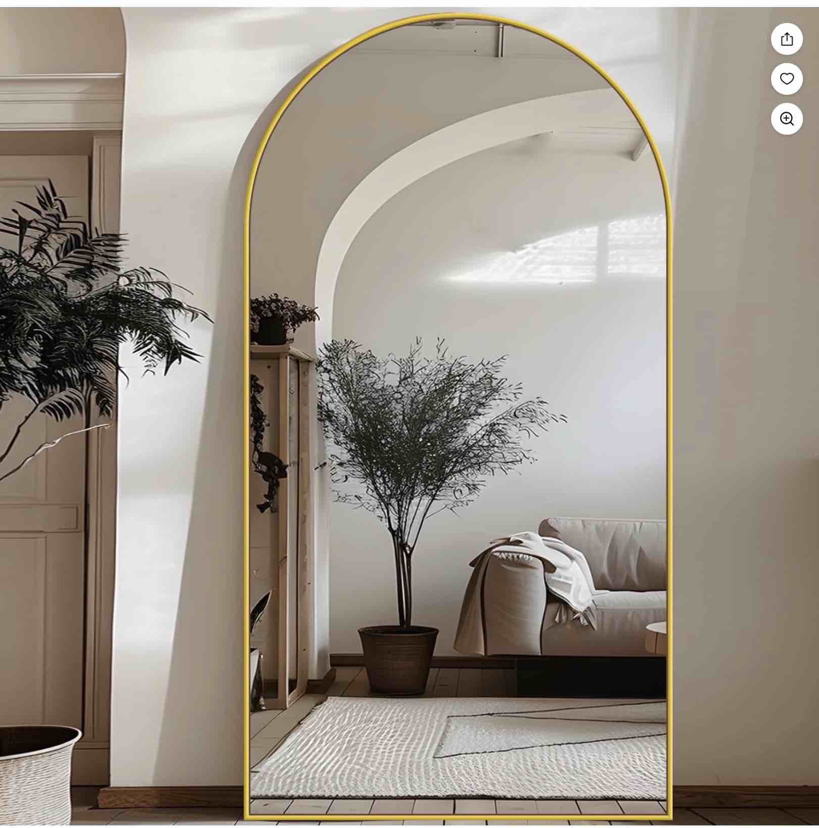 antok 71"x28" arched full length with stand, for bedroom, living room, cloakroom, gold