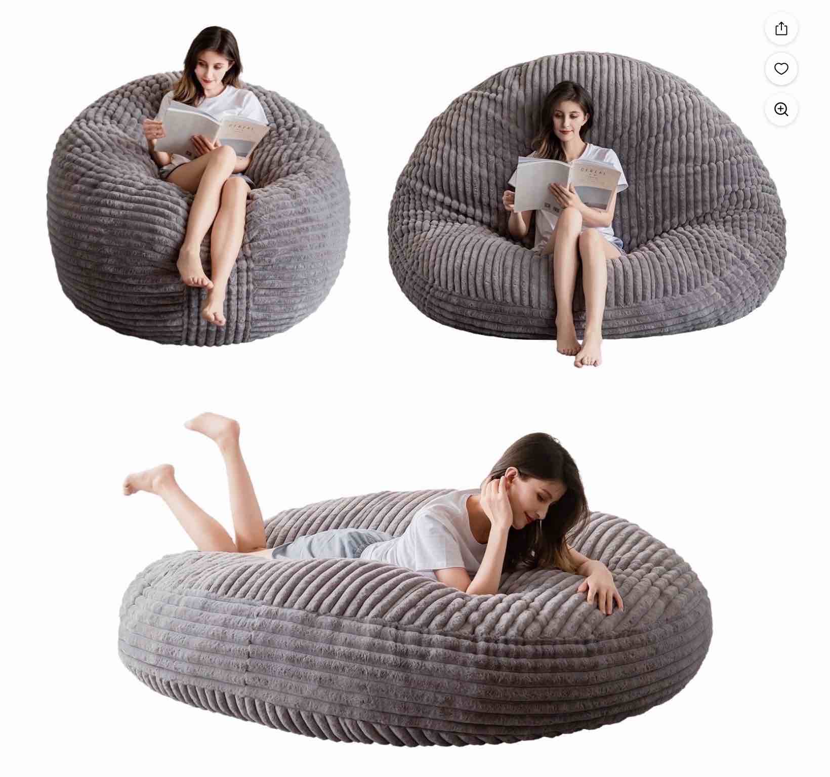 BYBYME 3 in 1 Full Size Ultra Soft Bedroom Chair, Grey2