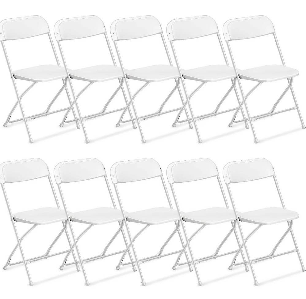 Ktaxon 10 Pack Commercial Plastic Folding Chairs Stackable Wedding Party Chairs Portable Chairs for Outdoor White