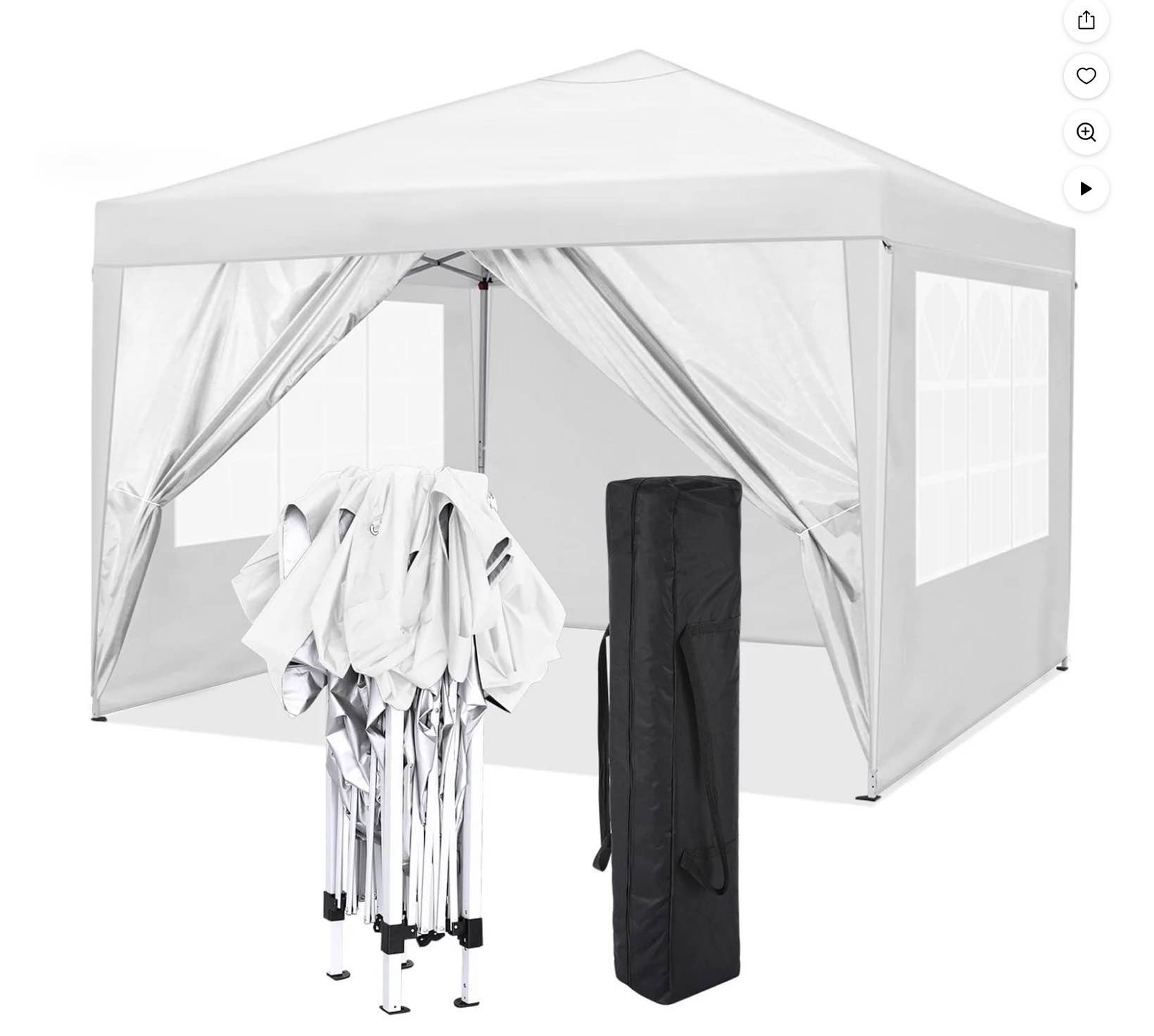 hoteel 10x10ft popup canopy waterproof canopy with 4 sidewalls outdoor commercial instant shelter beach camping canopy tent for party, white
