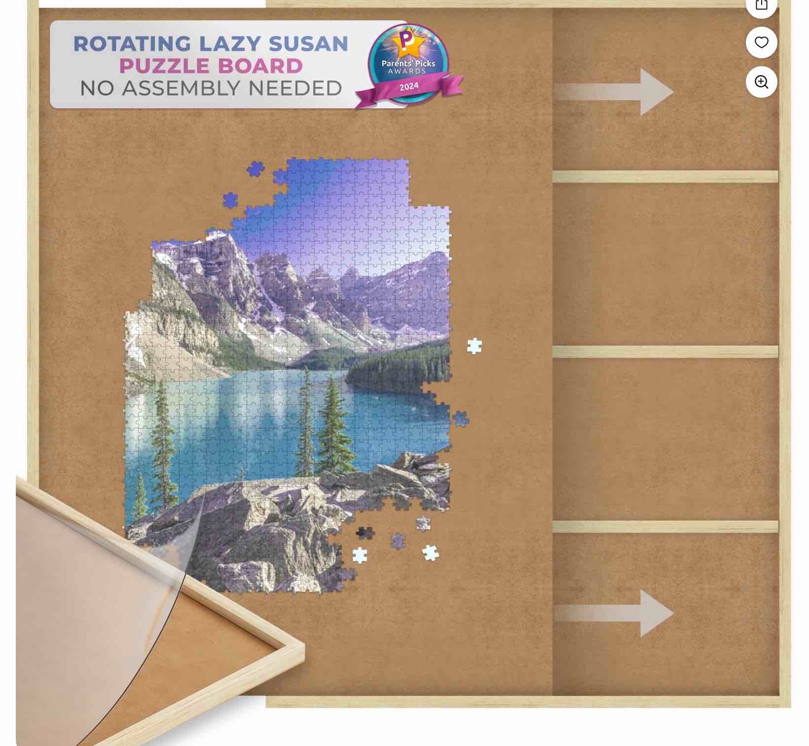 beyond innoventions 1000 piece wooden jigsaw puzzle board -portable puzzles tables for adults, 30” x 22”, 4 drawers