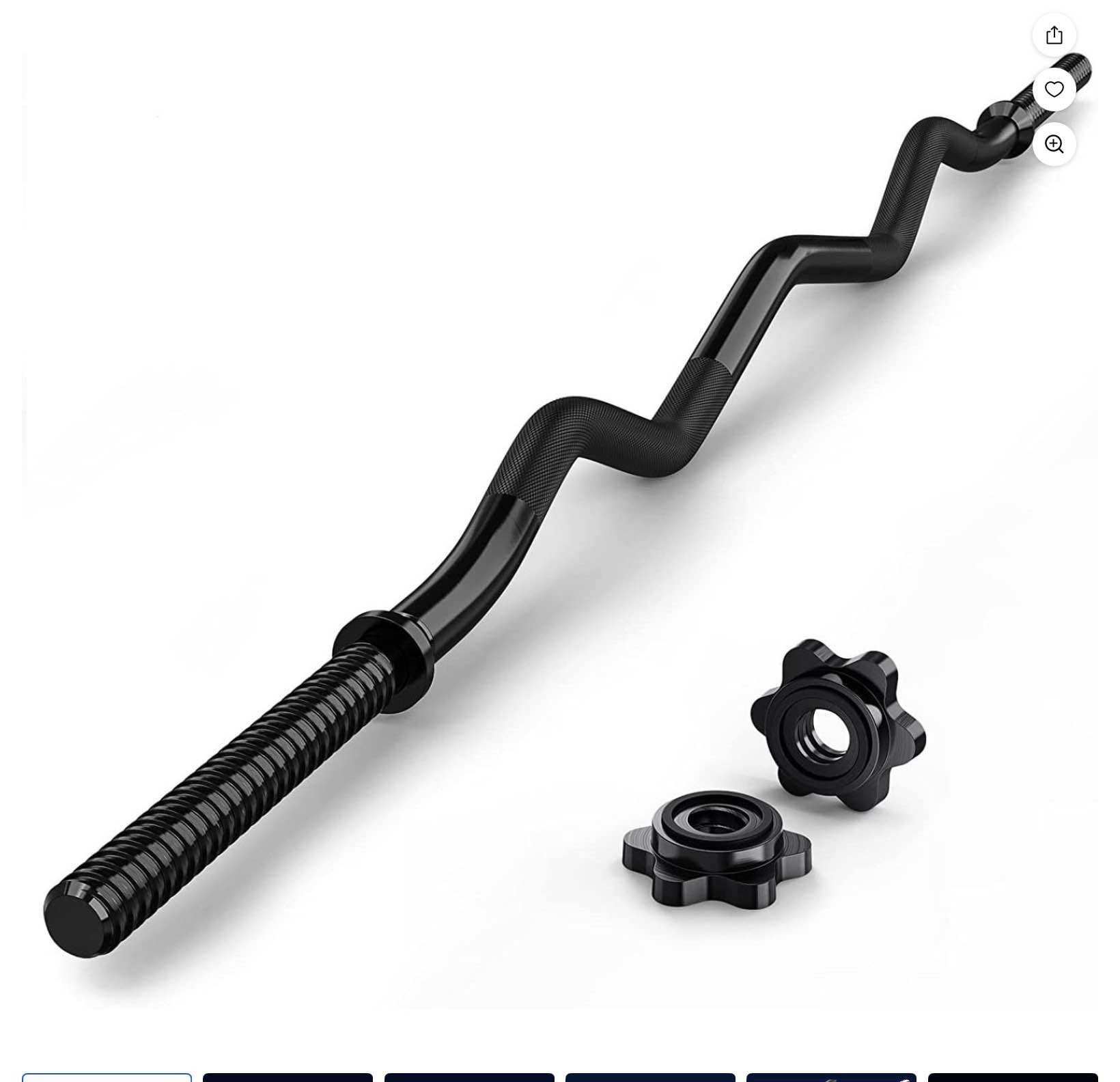 FIXTECH 47'' Curl Bar with Collars for All Standard 1" Plates, 220-Pound Capacity, Black