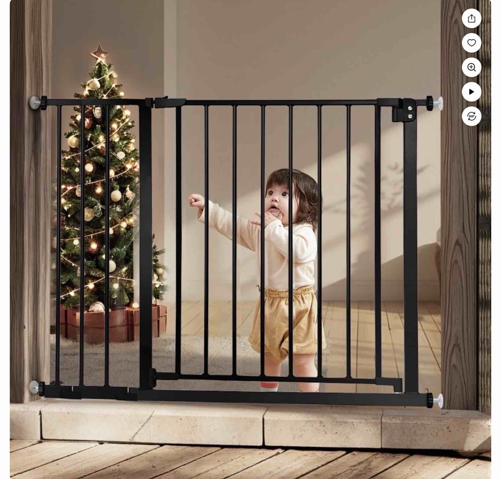Baby Safety Gate, Baby Gates for Top Stairs Doorway, 29.5''- 40.5''Wide Pressure Mount, Black