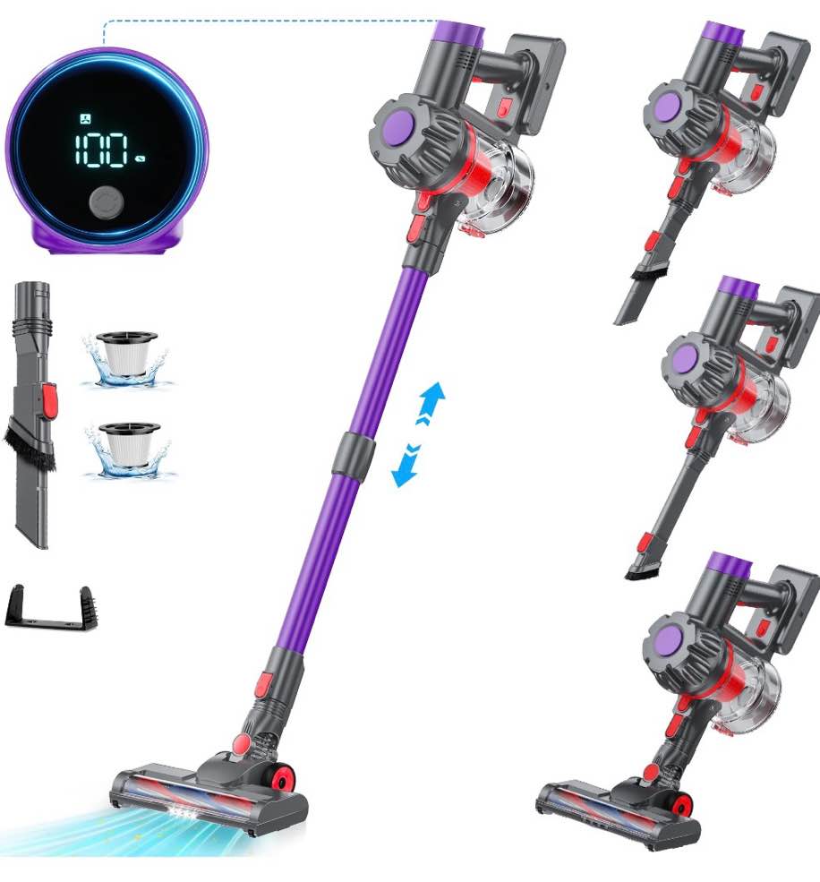 KANFUAQ Cordless Vacuum Cleaner, 38000PA/450W 50min 2500mah for Home Pet Hair Carpet Wood Floor