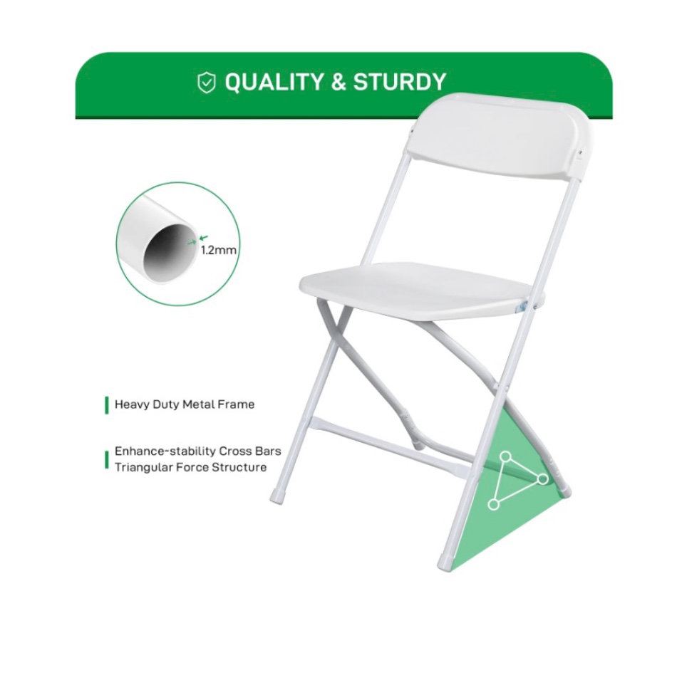 Ktaxon 10 Pack Commercial Plastic Folding Chairs Stackable Wedding Party Chairs Portable Chairs for Outdoor White