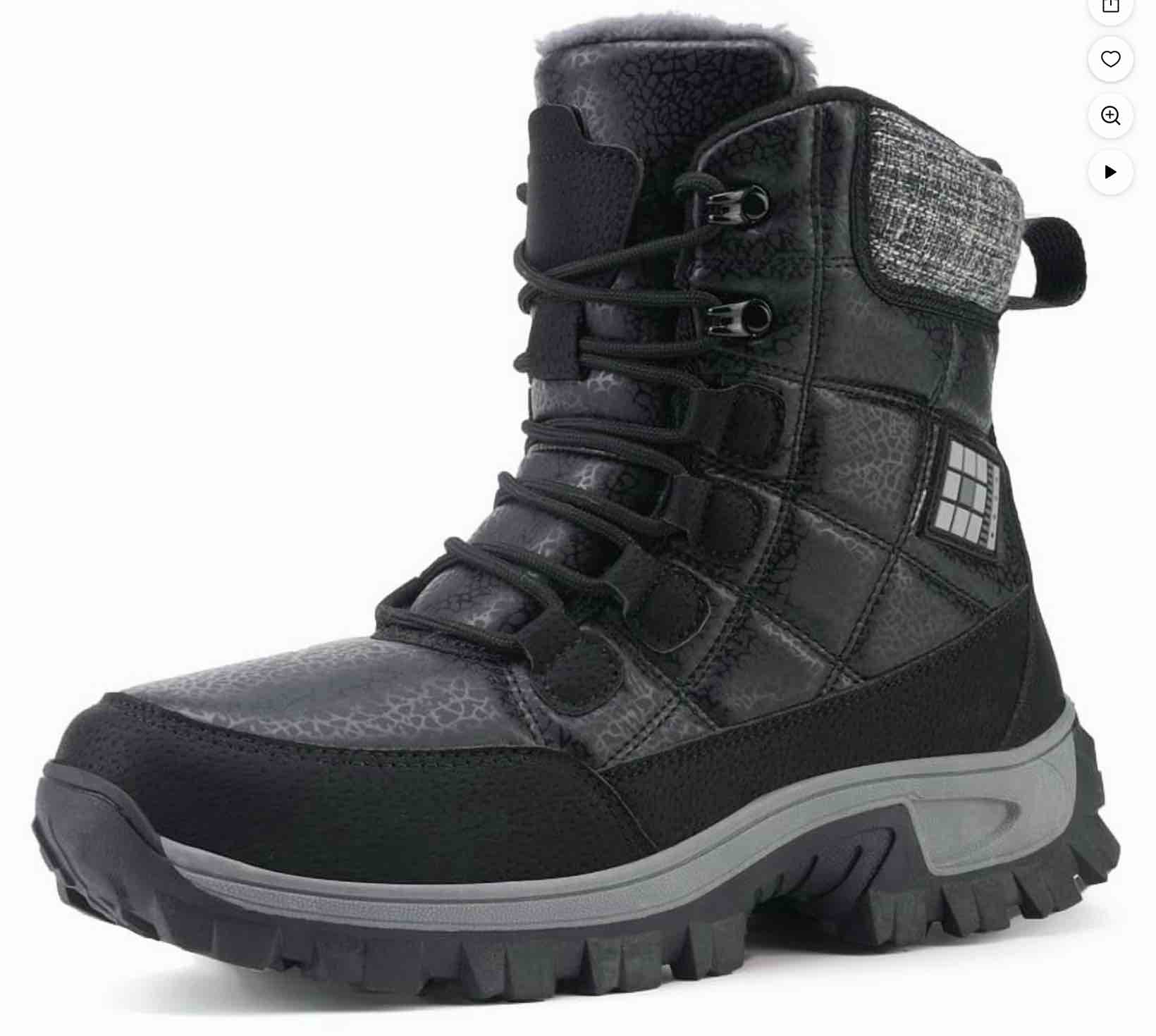 size 12 Stepedia Men's Snow Boots Warm Insulated Faux Fur Lined Mid Calf Waterproof Winter Shoes, Black