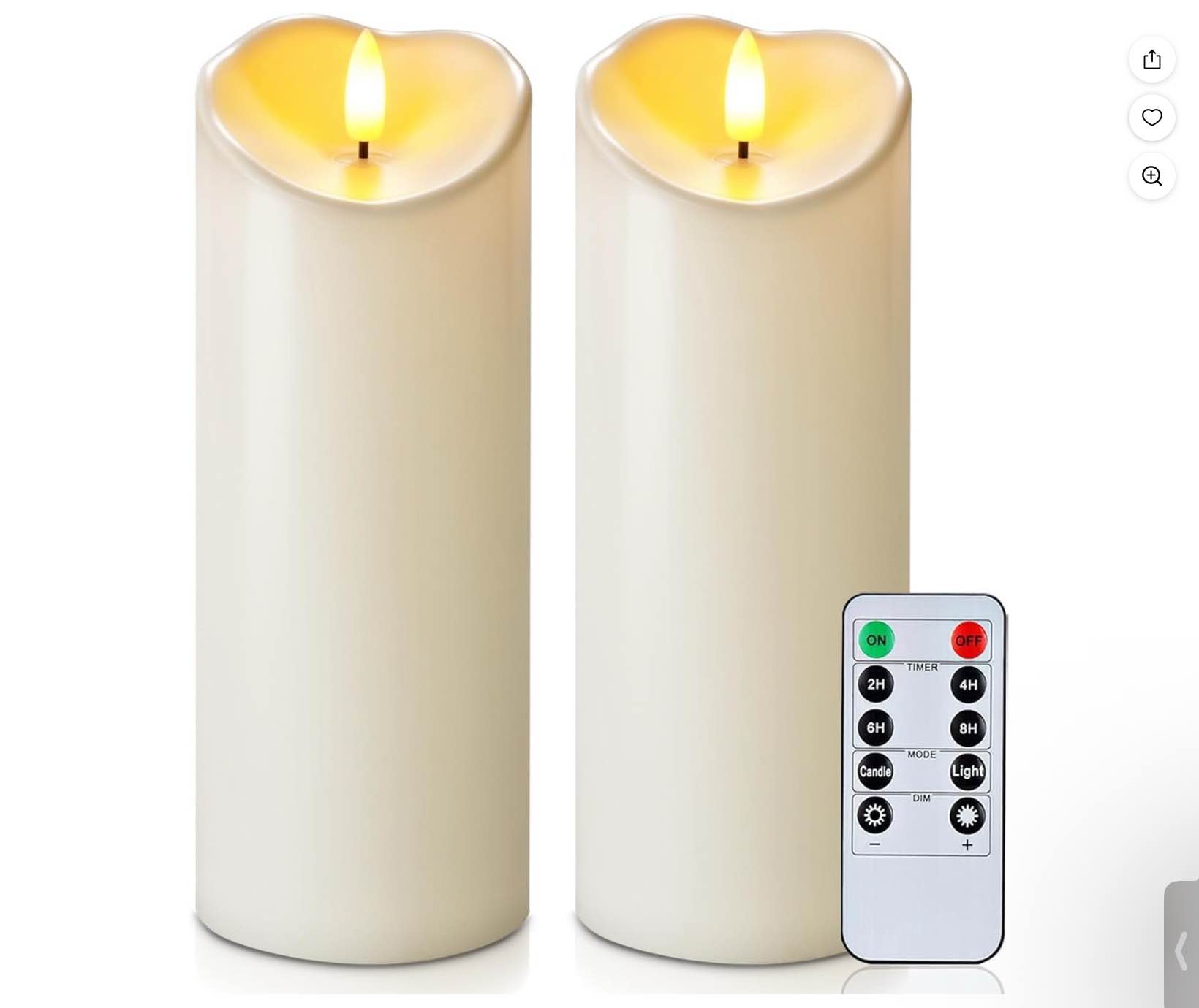 Merrynights 3"x8" Outdoor Flameless Candles, LED Candles, Battery Operated Candles with Remote and Timers, Electric Fake Plastic Pillar Candles, Ivory White, Set of 2