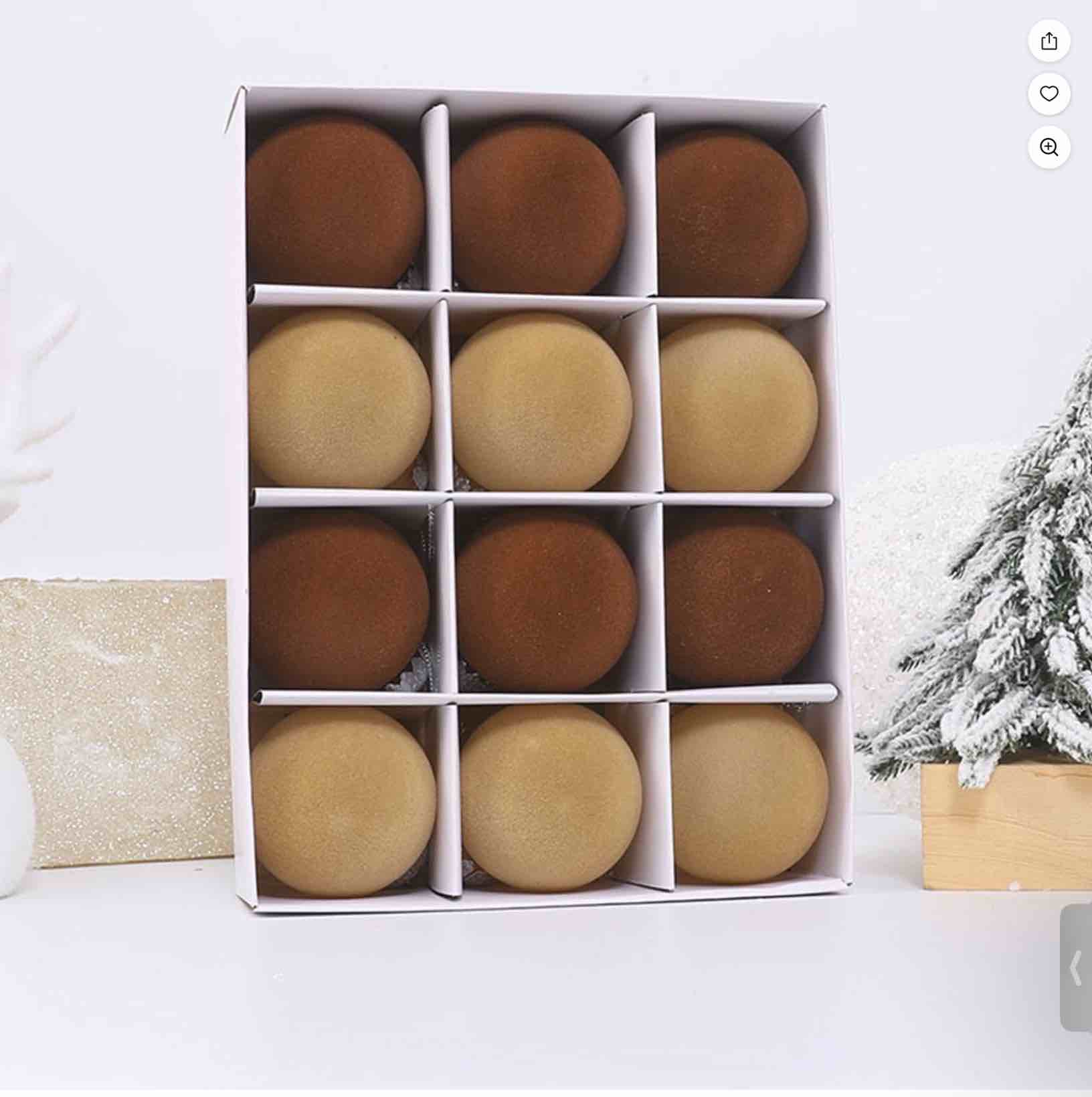 Staron Brown Velvet Christmas Ornaments, 12Pcs Large Christmas Ornaments for Tree Christmas Balls Ornaments Xmas Christmas Tree Decorations 60mm/2.36" Christmas Ornament Balls