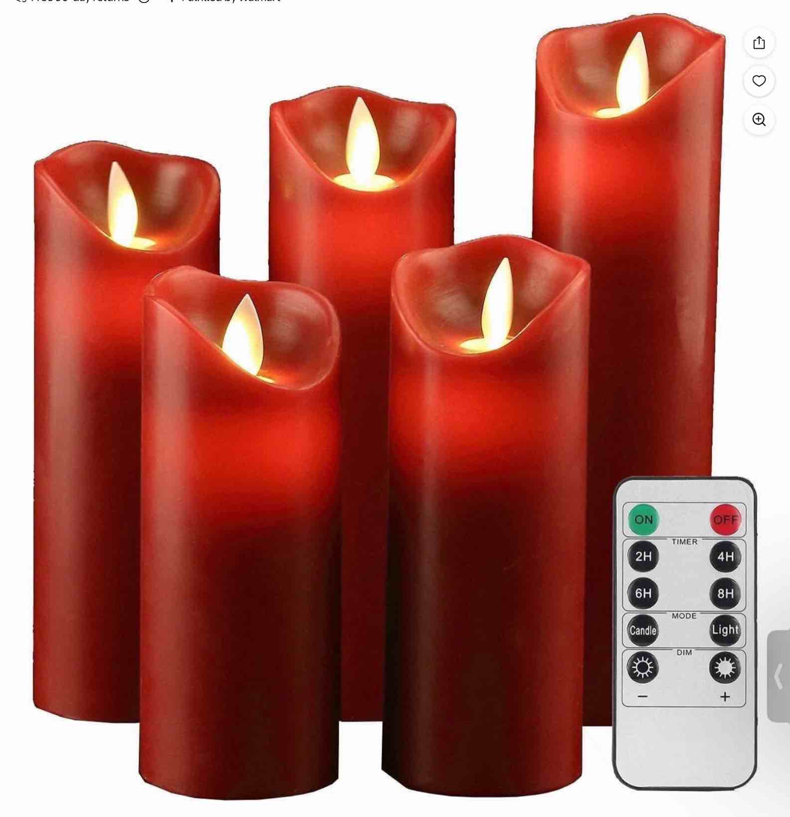 OSHINE 5 Pack Red Flameless Candles LED Battery Operated Candles Moving Wick Electric Pillar Candles Real Wax Flickering Flame with Remote Control for Christmas Valentine s Day Holiday Party