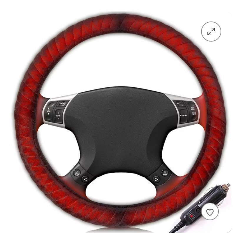 Zone Tech Ultra Comfortable Heated Car Steering Wheel Cover Classic Black 12V Vehicle Heated Wheel Protector