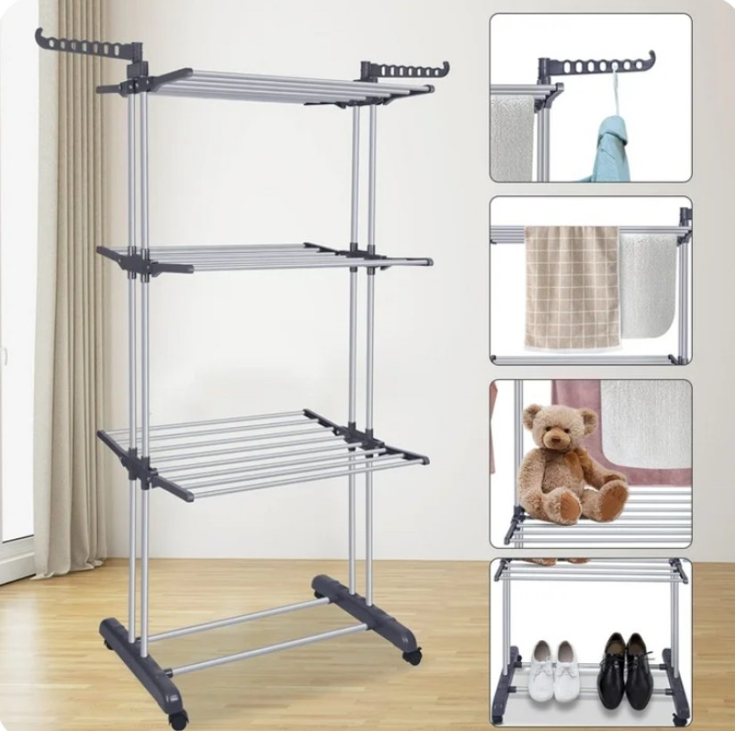 flngr drying rack for clothes towels with wheels and hooks weight limit 19.84 pounds