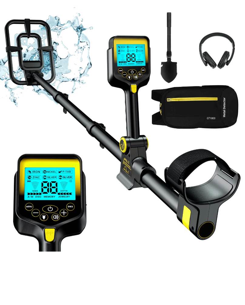 Metal Detector for Adults Waterproof - Adjustable Retractable Foldable Metal Detector Waterproof High Accuracy Gold Detector, Backlit LCD Display,Up to 20 Hours of Extended Runtime, Adjustable Retrac