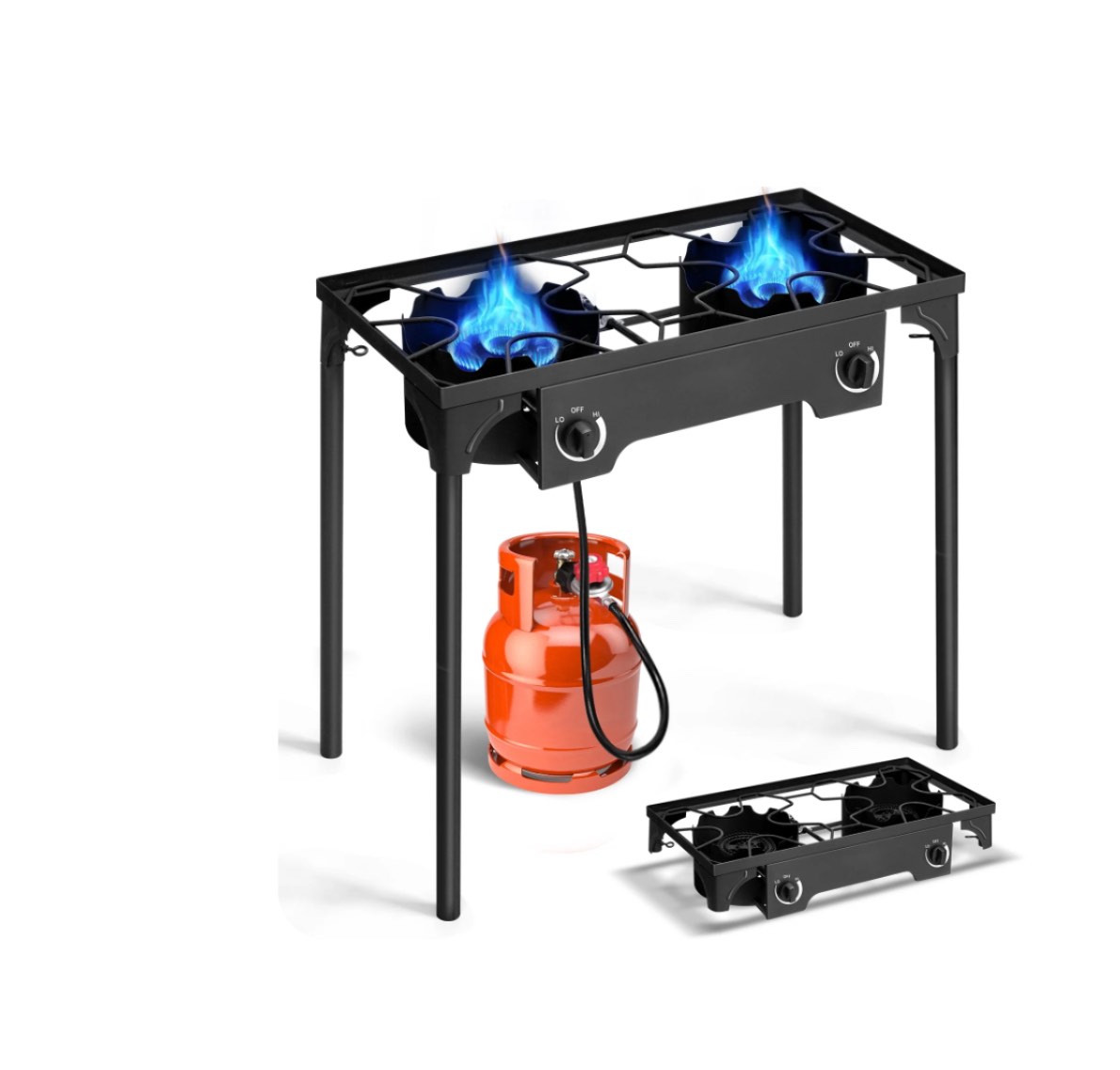 Ktaxon 2 Burner 150000 BTU Cooker Outdoor Camping Picnic Stove Stand BBQ Grill