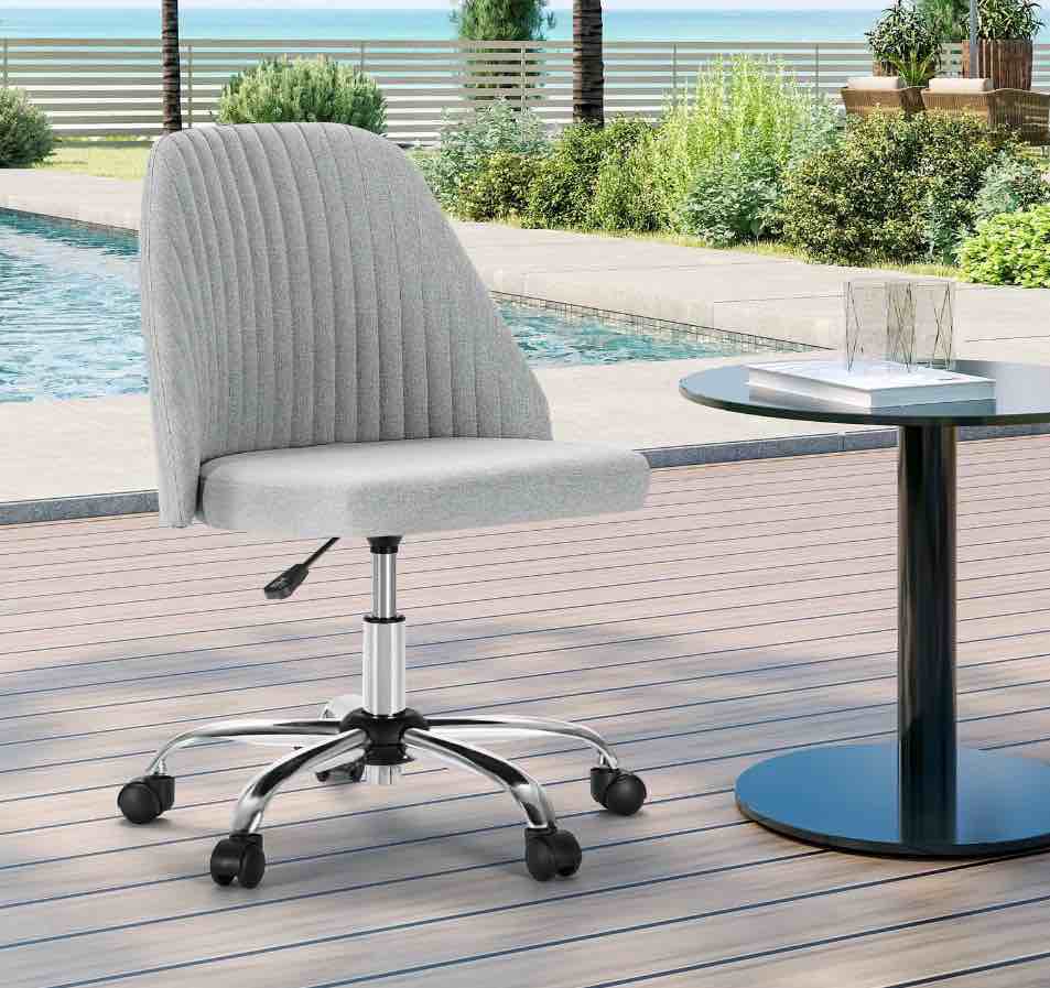 yoyomax home office chair mid back fabric upholstered chair armless desk chair for bedroom vanity room gray