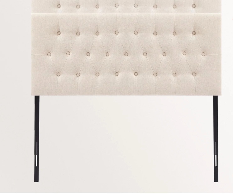 jonpony tufted upholstered headboard queen size, solid wood head board with  adjustable height  headboard from 37" to 51",bed frame adapters,beige,headboard only