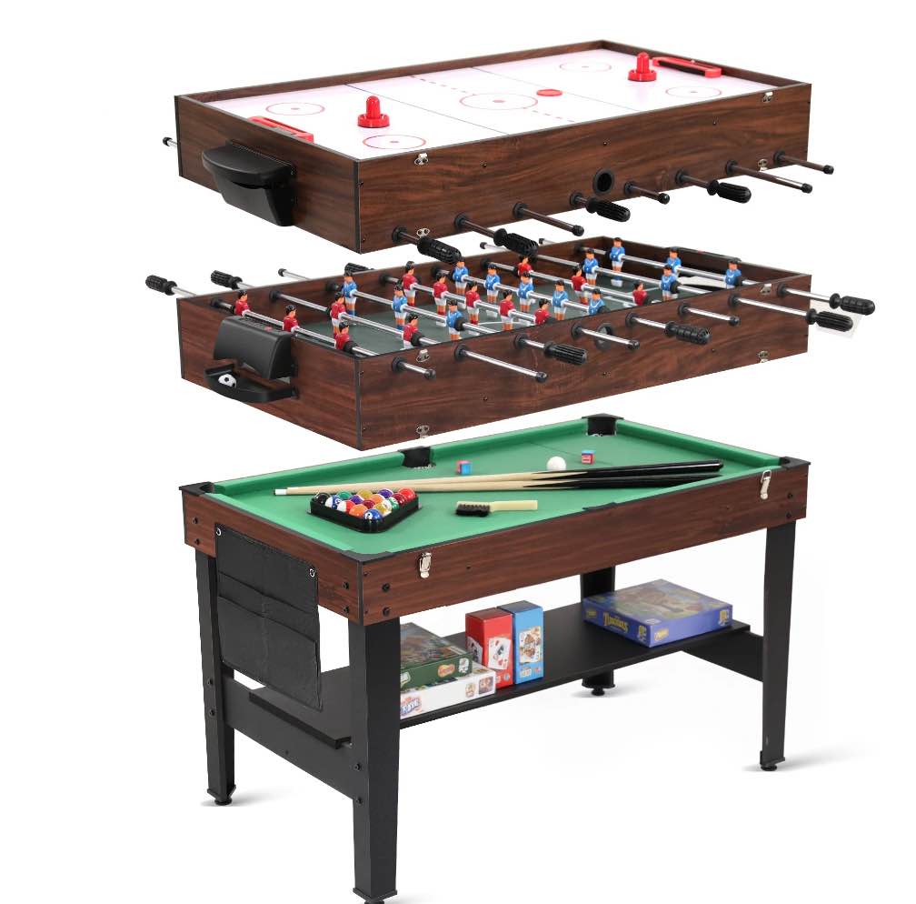 funtok 3 in 1 game table with air hockey, foosball, pool, 48'' multi game table with all accessories & storage, combo game table professional level for adults kids family game room