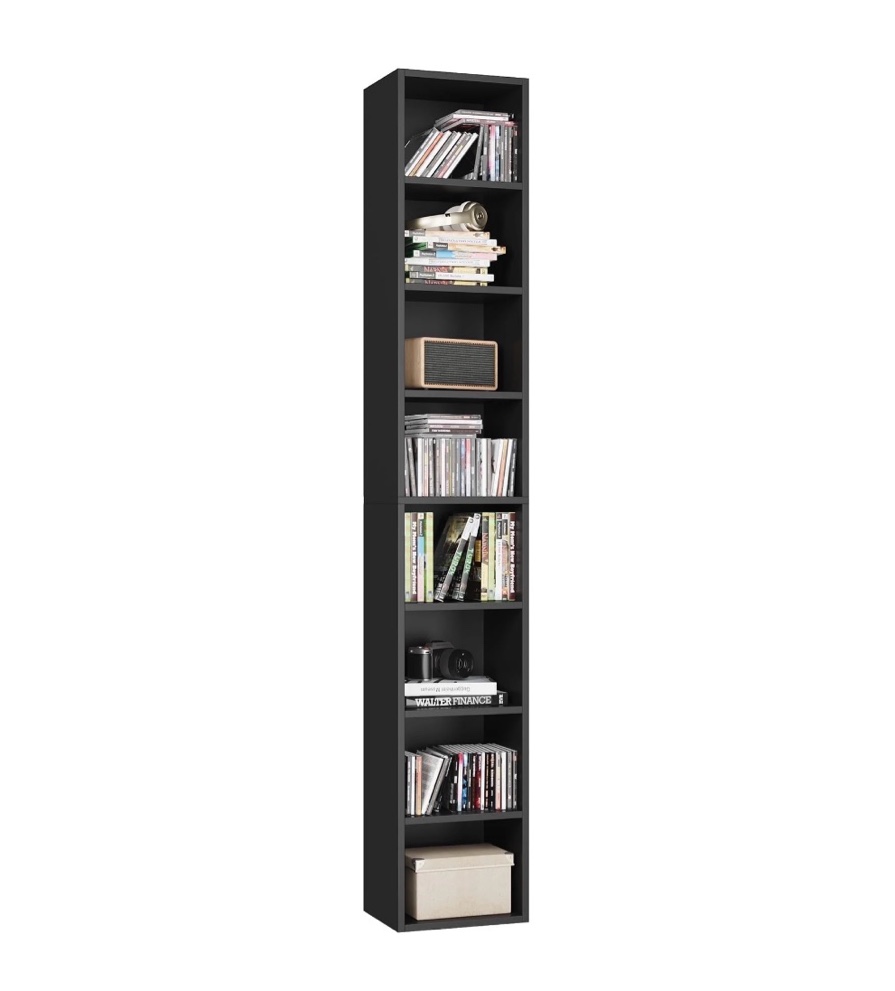 homfa 8-tier wood bookcase, 71'' tall storage cube organizer with adjustable shelves, black