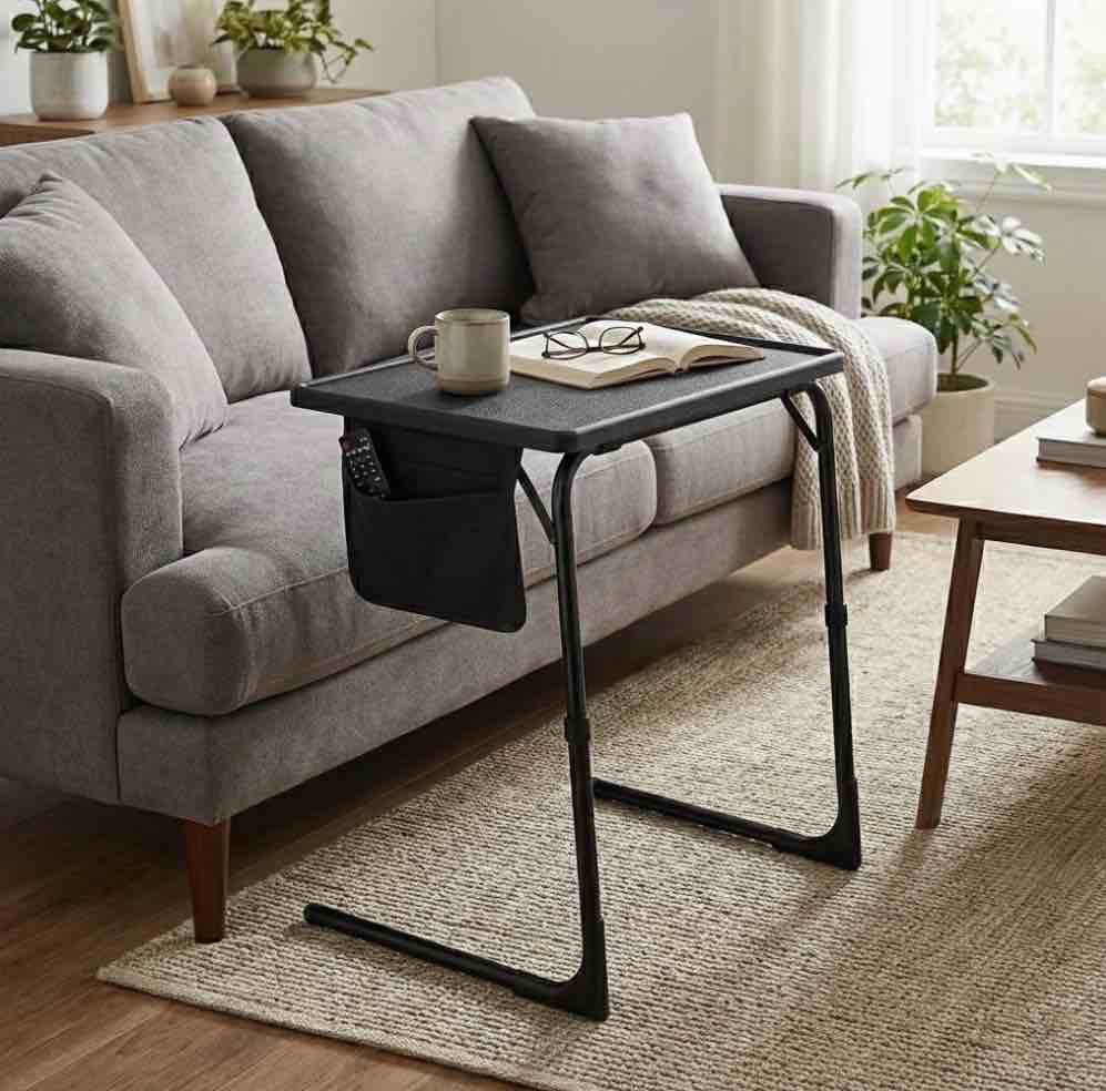 portable foldable 6 height & 3 tilt angles adjustable tv tray table tv dinner tray sofa desk for home office 1 pack