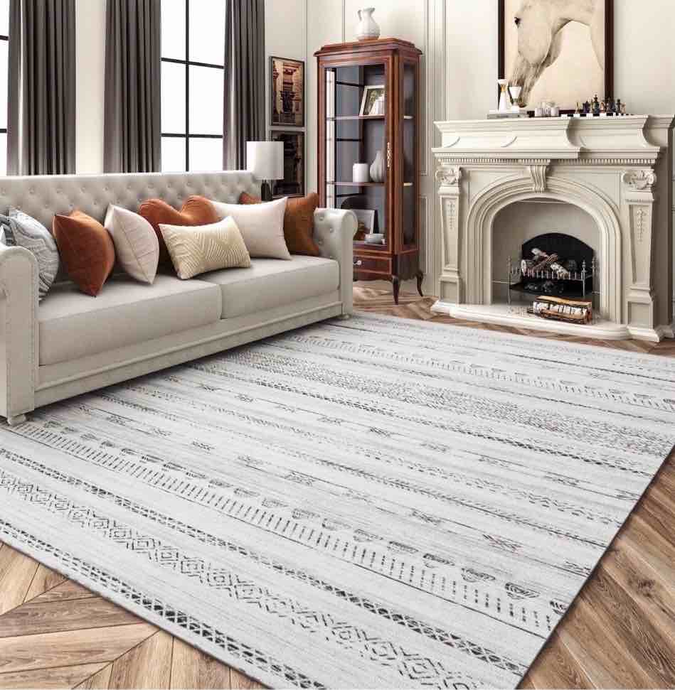 vunate 5'x7' area rugs for living room washable rugs boho moroccan area rug soft neutral geometric bohemian carpet distressed indoor rug for bedroom dining room office foldable nonslip rug black