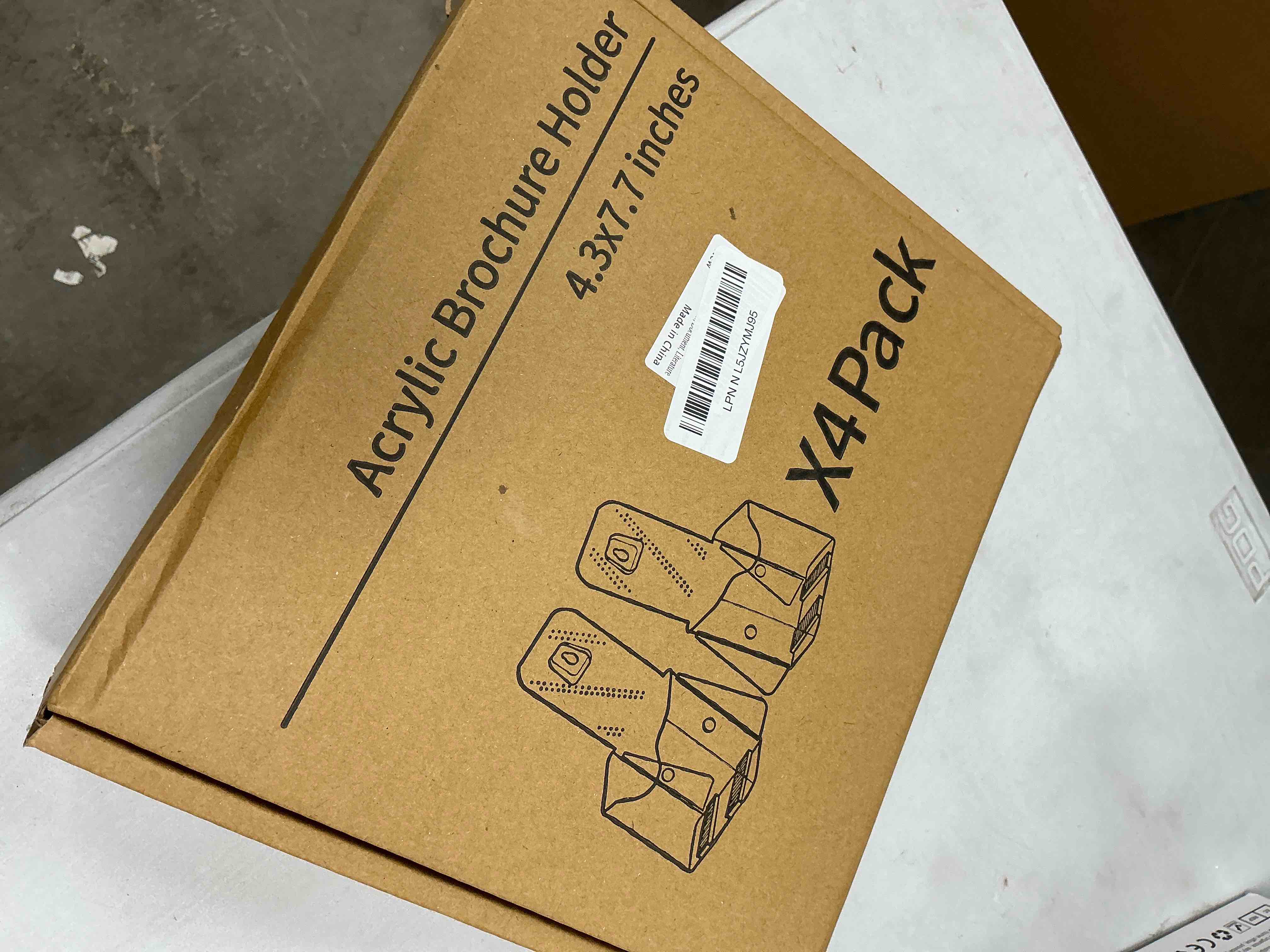 Condition photo showing New/Like New for 4Pcs Acrylic Brochure Holder, Plastic Trifold 4 Inches Wide Pamphlet Holder Wall Mount/Countertop Organizer for Display Flyer, Booklet, Document, Literature 4 Pack Brochure Holder