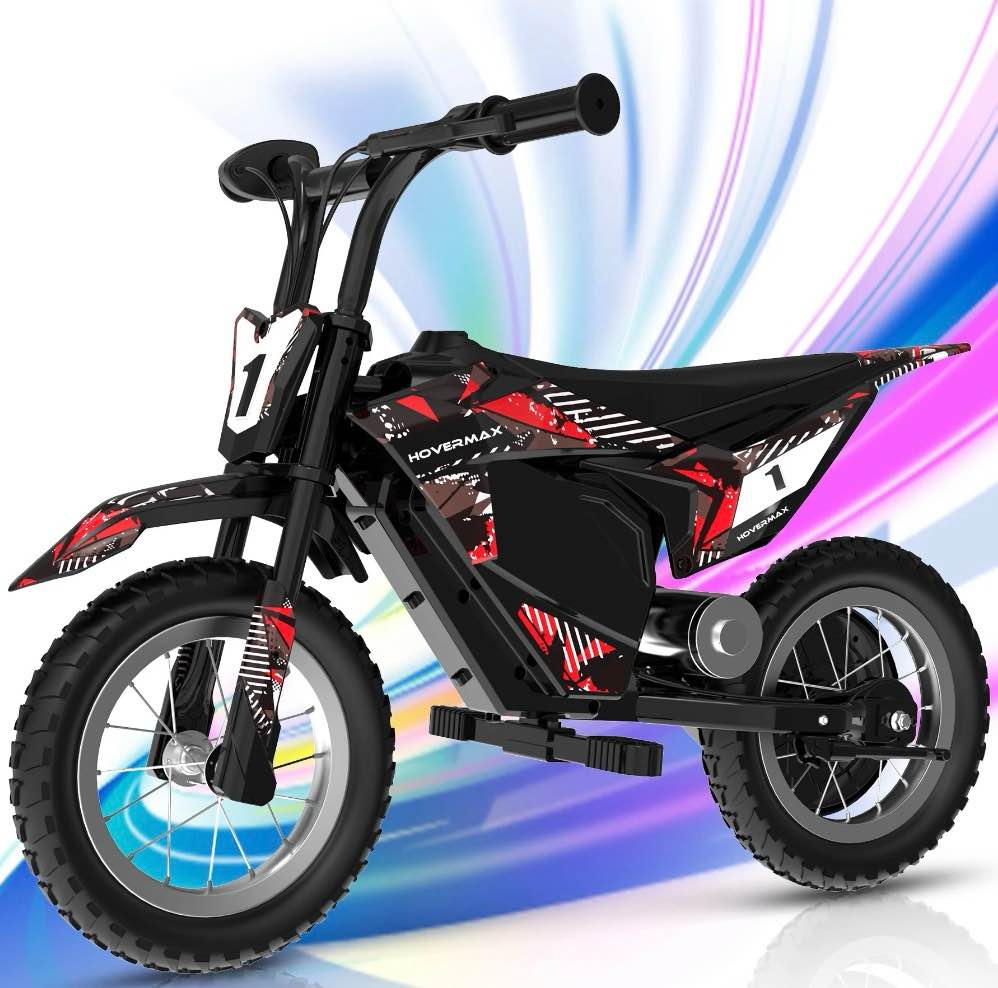 hovermax electric dirt bike  150w electric motorcycle 10mph max speed  ride on toys motocross for kids